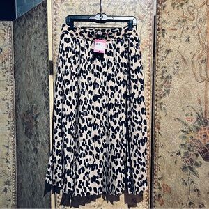 New With Tag NWT Kate Spade Black and Cream Feline MIDI Skirt Size Large